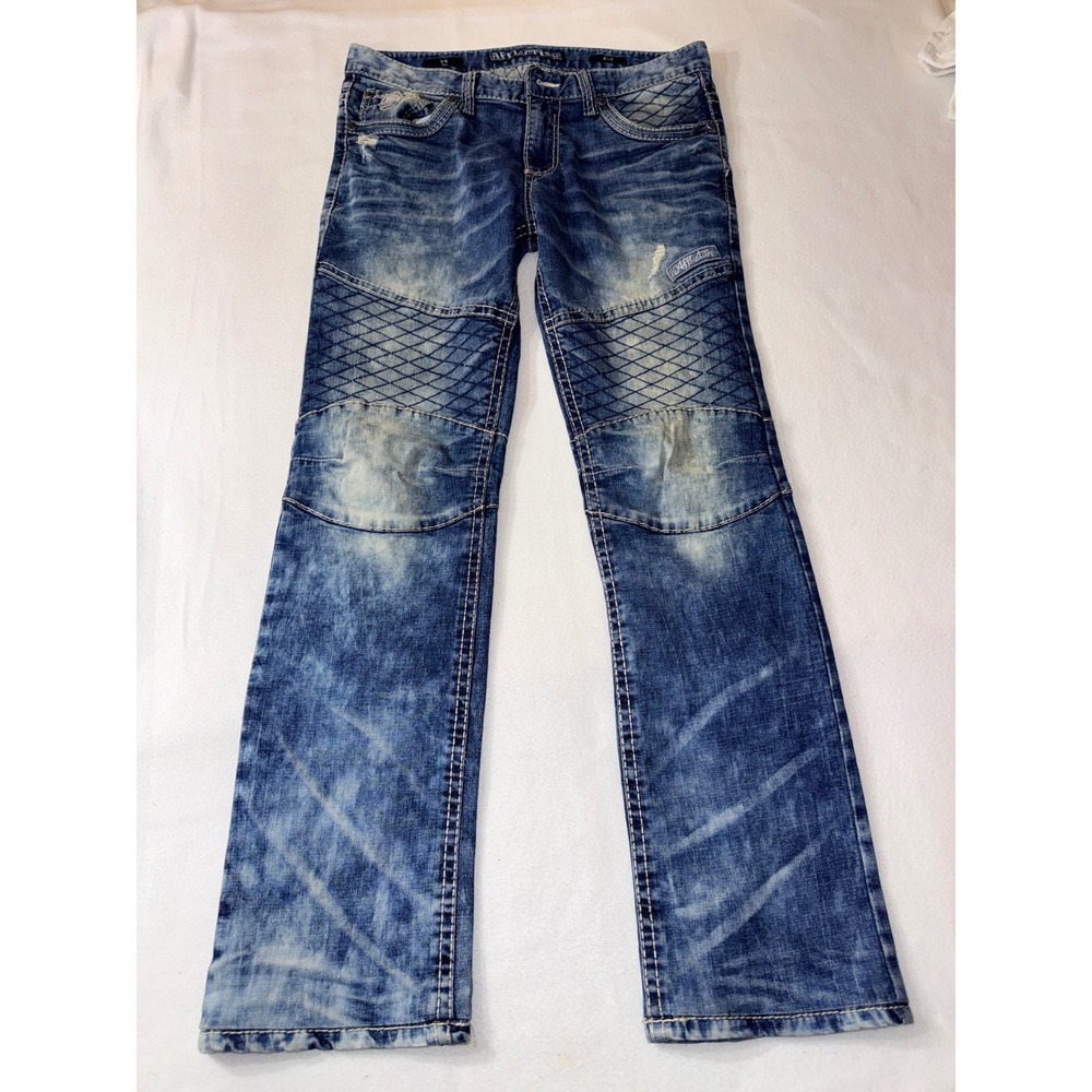 Affliction Ace Jeans Men's Size  34 Long Blue  Straight Leg Distressed Denim